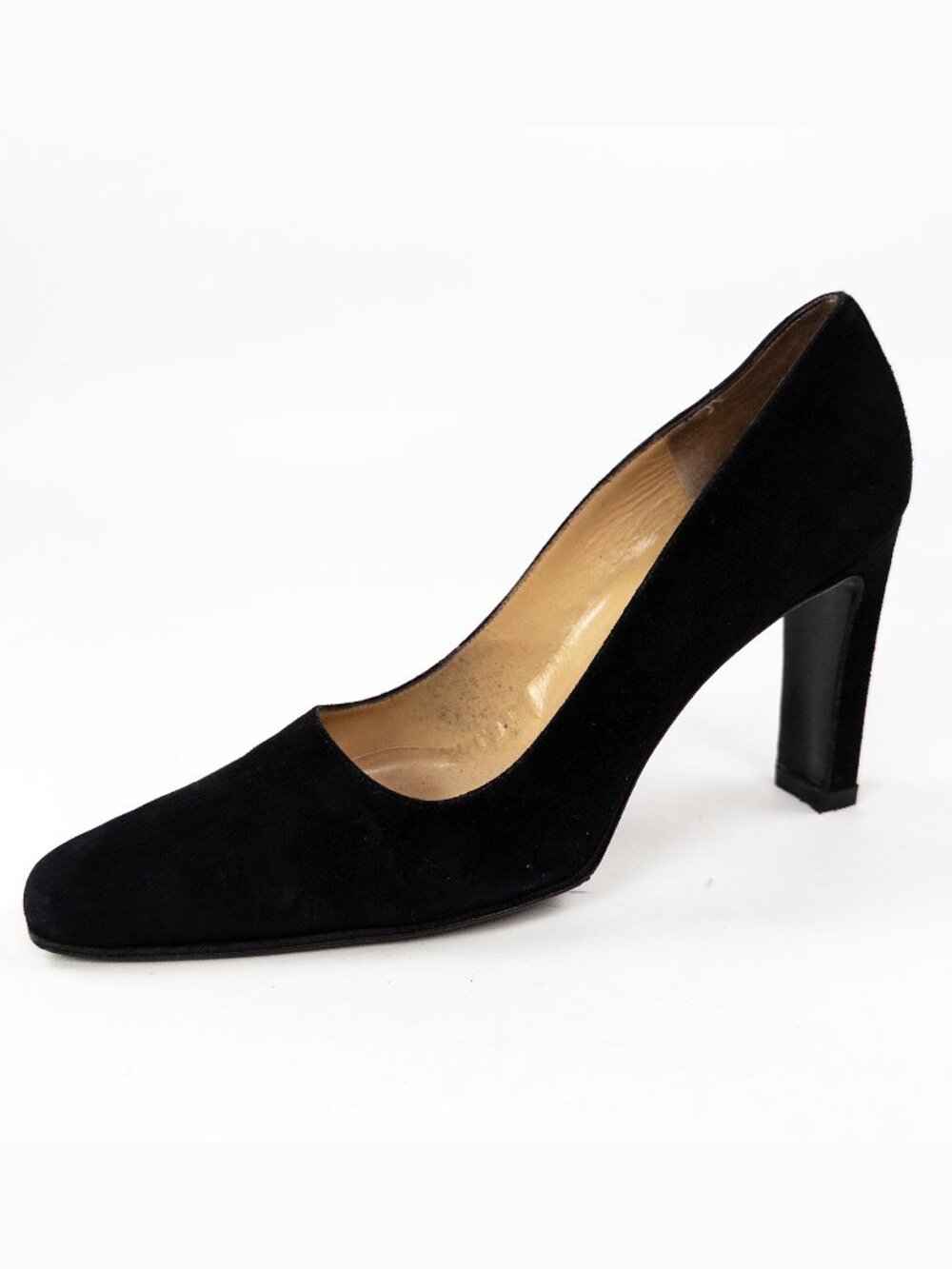 Italian Black Suede Square Toe Pumps Classic Career Heels Ellen Tracy 8.5 - Picture 3 of 8